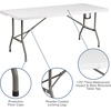 image:imageFlash Furniture Hercules Series Plastic Folding Chair  White  6 Pack 650LB Weight Capacity amp Elon 6Foot BiFold Granite White Plastic Banquet and Event Folding TableWhite