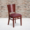 image:imageFlash Furniture Lacey Series Solid Back Walnut Wood Restaurant Chair  Durable Construction Commercial UseBurgundy Vinyl SeatMahogany Wood Frame