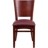 image:imageFlash Furniture Lacey Series Solid Back Walnut Wood Restaurant Chair  Durable Construction Commercial UseBurgundy Vinyl SeatMahogany Wood Frame