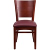 image:imageFlash Furniture Lacey Series Solid Back Walnut Wood Restaurant Chair  Durable Construction Commercial UseBurgundy Vinyl SeatMahogany Wood Frame
