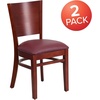 image:imageFlash Furniture Lacey Series Solid Back Walnut Wood Restaurant Chair  Durable Construction Commercial UseBurgundy Vinyl SeatMahogany Wood Frame