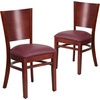 image:imageFlash Furniture Lacey Series Solid Back Walnut Wood Restaurant Chair  Durable Construction Commercial UseBurgundy Vinyl SeatMahogany Wood Frame
