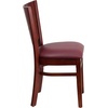 image:imageFlash Furniture Lacey Series Solid Back Walnut Wood Restaurant Chair  Durable Construction Commercial UseBurgundy Vinyl SeatMahogany Wood Frame