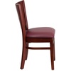 image:imageFlash Furniture Lacey Series Solid Back Walnut Wood Restaurant Chair  Durable Construction Commercial UseBurgundy Vinyl SeatMahogany Wood Frame