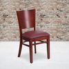 image:imageFlash Furniture Lacey Series Solid Back Walnut Wood Restaurant Chair  Durable Construction Commercial UseBurgundy Vinyl SeatMahogany Wood Frame