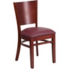 image:imageFlash Furniture Lacey Series Solid Back Walnut Wood Restaurant Chair  Durable Construction Commercial UseBurgundy Vinyl SeatMahogany Wood Frame
