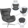 image:imageFlash Furniture Rally White LeatherSoft Saddle Wing OttomanGray Leathersoft