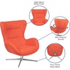 image:imageFlash Furniture Rally White LeatherSoft Saddle Wing OttomanOrange Fabric