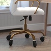 image:imageFlash Furniture Whitney High Back Black LeatherSoft Executive Swivel Office Chair with Gold Frame Arms and Transparent Roller Wheels  Transparent Roller Wheels 360 Swivel Height Adjustable Commercial GradeWhite LeathersoftGold Frame