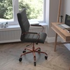 image:imageFlash Furniture Whitney High Back Black LeatherSoft Executive Swivel Office Chair with Gold Frame Arms and Transparent Roller Wheels  Transparent Roller Wheels 360 Swivel Height Adjustable Commercial GradeBlack LeathersoftRose Gold Frame