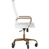 image:imageFlash Furniture Whitney High Back Black LeatherSoft Executive Swivel Office Chair with Gold Frame Arms and Transparent Roller Wheels  Transparent Roller Wheels 360 Swivel Height Adjustable Commercial GradeWhite LeathersoftGold Frame