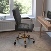 image:imageFlash Furniture Whitney High Back Black LeatherSoft Executive Swivel Office Chair with Gold Frame Arms and Transparent Roller Wheels  Transparent Roller Wheels 360 Swivel Height Adjustable Commercial GradeBlack LeathersoftGold Frame