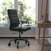 image:imageFlash Furniture Whitney High Back Black LeatherSoft Executive Swivel Office Chair with Gold Frame Arms and Transparent Roller Wheels  Transparent Roller Wheels 360 Swivel Height Adjustable Commercial GradeBlack LeathersoftBlack Frame