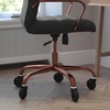 image:imageFlash Furniture Whitney High Back Black LeatherSoft Executive Swivel Office Chair with Gold Frame Arms and Transparent Roller Wheels  Transparent Roller Wheels 360 Swivel Height Adjustable Commercial GradeBlack LeathersoftRose Gold Frame