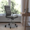image:imageFlash Furniture Whitney High Back Black LeatherSoft Executive Swivel Office Chair with Gold Frame Arms and Transparent Roller Wheels  Transparent Roller Wheels 360 Swivel Height Adjustable Commercial GradeGray LeathersoftChrome Frame