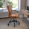 image:imageFlash Furniture Whitney High Back Black LeatherSoft Executive Swivel Office Chair with Gold Frame Arms and Transparent Roller Wheels  Transparent Roller Wheels 360 Swivel Height Adjustable Commercial GradeBrown LeathersoftBlack Frame