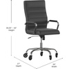 image:imageFlash Furniture Whitney High Back Black LeatherSoft Executive Swivel Office Chair with Gold Frame Arms and Transparent Roller Wheels  Transparent Roller Wheels 360 Swivel Height Adjustable Commercial GradeBlack LeathersoftChrome Frame