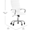 image:imageFlash Furniture Whitney High Back Black LeatherSoft Executive Swivel Office Chair with Gold Frame Arms and Transparent Roller Wheels  Transparent Roller Wheels 360 Swivel Height Adjustable Commercial GradeWhite LeathersoftChrome Frame