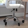 image:imageFlash Furniture Whitney High Back Black LeatherSoft Executive Swivel Office Chair with Gold Frame Arms and Transparent Roller Wheels  Transparent Roller Wheels 360 Swivel Height Adjustable Commercial GradeWhite LeathersoftChrome Frame
