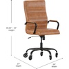 image:imageFlash Furniture Whitney High Back Black LeatherSoft Executive Swivel Office Chair with Gold Frame Arms and Transparent Roller Wheels  Transparent Roller Wheels 360 Swivel Height Adjustable Commercial GradeBrown LeathersoftBlack Frame