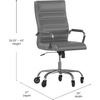 image:imageFlash Furniture Whitney High Back Black LeatherSoft Executive Swivel Office Chair with Gold Frame Arms and Transparent Roller Wheels  Transparent Roller Wheels 360 Swivel Height Adjustable Commercial GradeGray LeathersoftChrome Frame