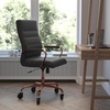 image:imageFlash Furniture Whitney High Back Black LeatherSoft Executive Swivel Office Chair with Gold Frame Arms and Transparent Roller Wheels  Transparent Roller Wheels 360 Swivel Height Adjustable Commercial GradeBlack LeathersoftRose Gold Frame