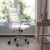 image:imageFlash Furniture Whitney High Back Black LeatherSoft Executive Swivel Office Chair with Gold Frame Arms and Transparent Roller Wheels  Transparent Roller Wheels 360 Swivel Height Adjustable Commercial GradeWhite LeathersoftChrome Frame
