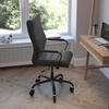 image:imageFlash Furniture Whitney High Back Black LeatherSoft Executive Swivel Office Chair with Gold Frame Arms and Transparent Roller Wheels  Transparent Roller Wheels 360 Swivel Height Adjustable Commercial GradeBlack LeathersoftBlack Frame