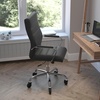 image:imageFlash Furniture Whitney High Back Black LeatherSoft Executive Swivel Office Chair with Gold Frame Arms and Transparent Roller Wheels  Transparent Roller Wheels 360 Swivel Height Adjustable Commercial GradeBlack LeathersoftChrome Frame