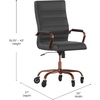 image:imageFlash Furniture Whitney High Back Black LeatherSoft Executive Swivel Office Chair with Gold Frame Arms and Transparent Roller Wheels  Transparent Roller Wheels 360 Swivel Height Adjustable Commercial GradeBlack LeathersoftRose Gold Frame