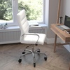 image:imageFlash Furniture Whitney High Back Black LeatherSoft Executive Swivel Office Chair with Gold Frame Arms and Transparent Roller Wheels  Transparent Roller Wheels 360 Swivel Height Adjustable Commercial GradeWhite LeathersoftChrome Frame