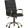 image:imageFlash Furniture Whitney MidBack LeatherSoft Executive Office Chair Bundle  Black and White Chairs with Gold Frame and Adjustable HeightChair  Chair 24D x 23W x 4075H