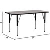 image:imageFlash Furniture Wren 24W x 48L Rectangular Grey HP Laminate Activity Table  Height Adjustable Short Legs  Height Adjustable Short Legs HP Laminate 24x48 in FootprintGrey