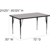 image:imageFlash Furniture Wren 30W x 72L Rectangular Yellow Thermal Laminate Activity Table  Standard Height Adjustable Legs  Height Adjustable Standard Legs Thermal Laminate 30x72 in FootprintGrey