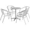 image:imageFlash Furniture 235 in Aluminum Slat Back Round Bistro Table with 4 Chairs  IndoorOutdoor Use Slat Back Chairs235