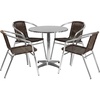 image:imageFlash Furniture 275 Round Aluminum IndoorOutdoor Table Set with 4 Dark Brown Rattan ChairsDark Brown