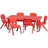 image:imageFlash Furniture 48x24 in Rectangular Activity Table with 6 Chairs Green  Height Adjustable Table Plastic Durable Construction Commercial UseRed