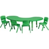 image:imageFlash Furniture 65x35 in HalfMoon Activity Table with 4 Chairs Blue  Height Adjustable Table Durable Construction Commercial UseGreen