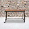 image:imageFlash Furniture Computer Table with Wheels Brown  225 Thick Top Four 35 Inch Pac Swivel Casters