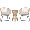 image:imageFlash Furniture Devon 3Piece IndoorOutdoor Bistro Set  Natural Finish Rattan Rope Chairs  Side Table with Acacia Wood Top  Light Gray Seat Cushions  AllWeather