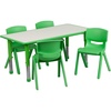 image:imageFlash Furniture Emmy 23625W x 4725L Rectangular Blue Plastic Height Adjustable Activity Table Set with 4 Chairs  Adjustable Height Table Plastic Durable Construction Commercial UseGreen