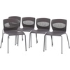 image:imageFlash Furniture HERCULES Series Set of 5 Commercial Stack Chair  Roomy Wide 770 lb Capacity  Lumbar Support  Durable Plastic  Silver Steel Frame  Gray