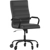 image:imageFlash Furniture Whitney High Back Black LeatherSoft Executive Swivel Office Chair with Gold Frame Arms and Transparent Roller Wheels  Transparent Roller Wheels 360 Swivel Height Adjustable Commercial GradeBlack LeathersoftBlack Frame