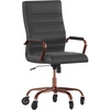 image:imageFlash Furniture Whitney High Back Black LeatherSoft Executive Swivel Office Chair with Gold Frame Arms and Transparent Roller Wheels  Transparent Roller Wheels 360 Swivel Height Adjustable Commercial GradeBlack LeathersoftRose Gold Frame