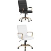 image:imageFlash Furniture Whitney MidBack LeatherSoft Executive Office Chair Bundle  Black and White Chairs with Gold Frame and Adjustable HeightChair  Chair 24D x 23W x 4075H