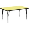 image:imageFlash Furniture Wren 24W x 48L Rectangular Red Thermal Laminate Activity Table  Height Adjustable Short Legs  Height Adjustable Short Legs Thermal Laminate 24x48 in FootprintYellow