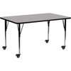image:imageFlash Furniture Wren Mobile 30W x 72L Rectangular Oak HP Laminate Activity Table  Standard Height Adjustable Legs  Mobile Height Adjustable Standard Legs HP Laminate 30x72 in FootprintGrey