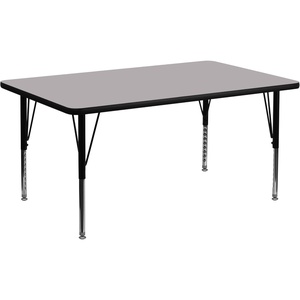 image:imageFlash Furniture 18x24 in Rectangular Activity Table Gray  Height Adjustable Short Legs Thermal Laminate 24x48 in Footprint