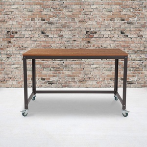 image:imageFlash Furniture Computer Table with Wheels Brown  225 Thick Top Four 35 Inch Pac Swivel Casters