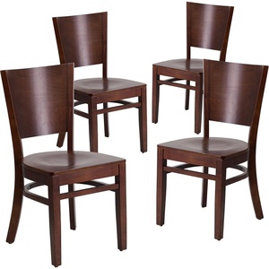 image:imageFlash Furniture Lacey Series Solid Back Walnut Wood Restaurant Chair  Durable Construction Commercial UseWalnut